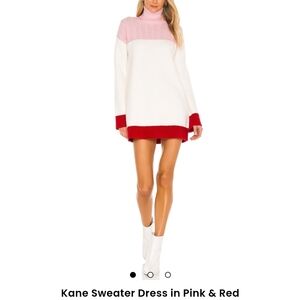 Stylish Pink and Red Sweater Dress